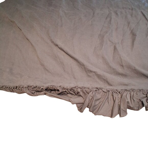 Wamsutta Vintage duvet cover queen gray linen + 2 shams ruffle - Picture 9 of 11